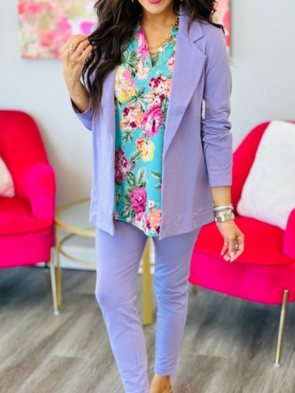 Dear Scarlett Lavender Open-Front Women's 3/4 Sleeve Magic Blazer Size XL Jacket - Picture 5 of 15